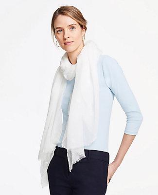 Ann Taylor Dotted Fringe Scarf