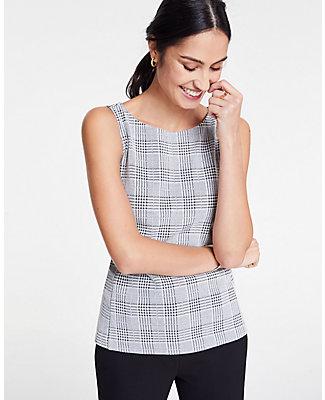 Ann Taylor Plaid Knit Shell