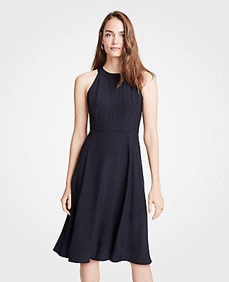 Ann Taylor Halter Bow Back Flare Dress