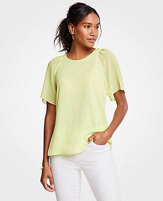 Ann Taylor Pleated Sleeve Tee