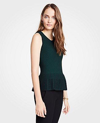 Ann Taylor Puppytooth Sleeveless Peplum Sweater