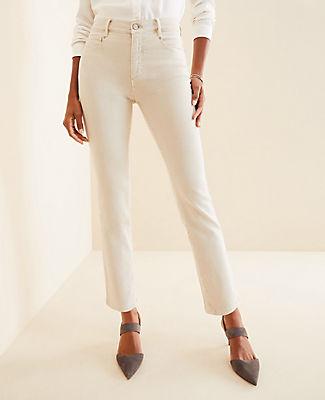 Ann Taylor High Rise Straight Leg Jeans In Sky Grey