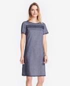 Ann Taylor Embroidered Chambray Shift Dress