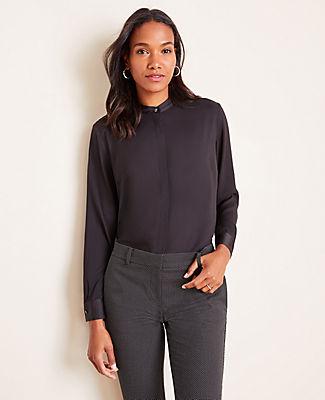 Ann Taylor Nehru Collar Blouse