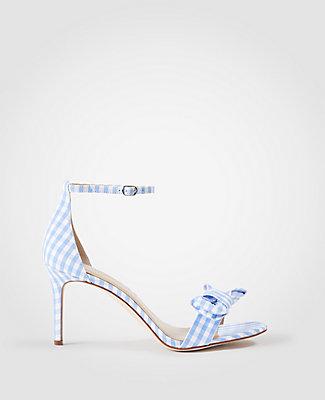 Ann Taylor Kinsley Gingham Bow Heeled Sandals