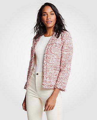 Ann Taylor Textured Tweed Cardigan Jacket
