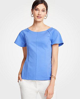 Ann Taylor Wide Neck Flutter Sleeve Top