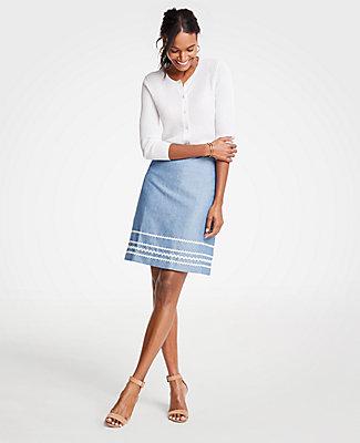 Ann Taylor Wavy Trim Chambray Skirt