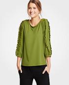 Ann Taylor Ruffled 3/4 Sleeve Top