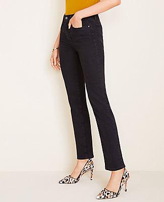 Ann Taylor Sculpting Pockets High Waist Straight Leg Jeans In Black Wash