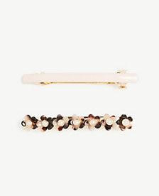 Ann Taylor Tortoiseshell Print Flower Barrette Set