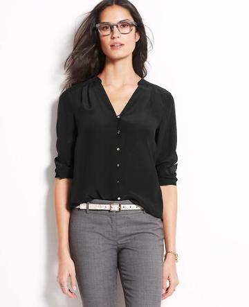 Ann Taylor Tall Button Down Silk Blouse