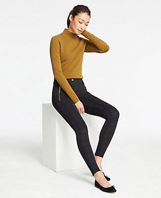 Ann Taylor Plaid Zip Pocket Leggings