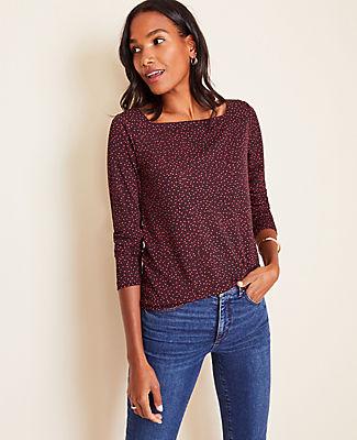 Ann Taylor Square Dot Matte Jersey Square Neck Top