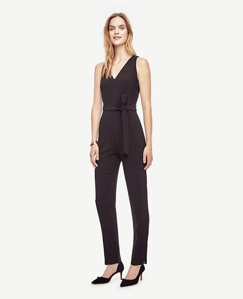 Ann Taylor Lacy Belted Jumpsuit