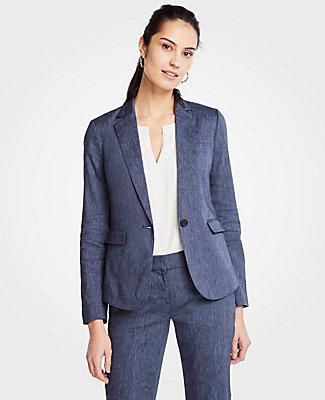 Ann Taylor Washed Linen One Button Blazer