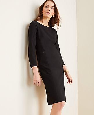 Ann Taylor The Boatneck Dress In Black Bi-stretch