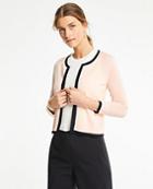 Ann Taylor Tipped Cropped Open Cardigan
