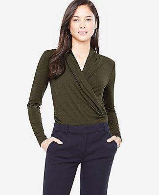 Ann Taylor Faux Wrap Knit Top
