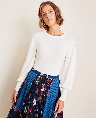 Ann Taylor Seasonless Yarn Balloon Sleeve Sweater