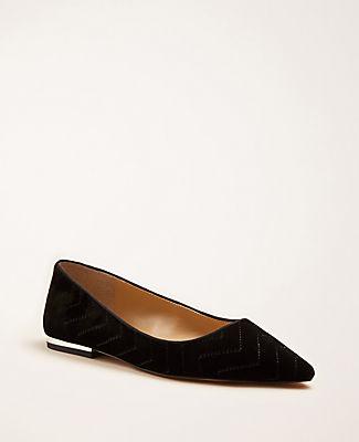 Ann Taylor Pru Quilted Velvet Flats