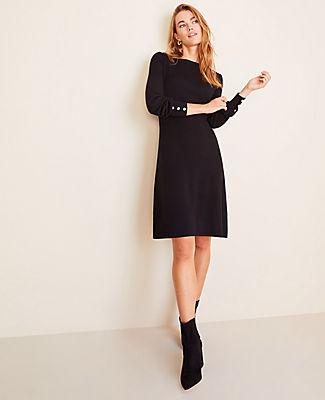 Ann Taylor Pearlized Button Cuff Sweater Dress