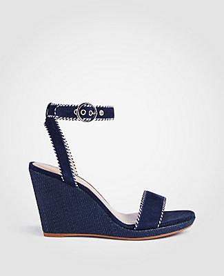 Ann Taylor Haydee Suede Wedge Sandals