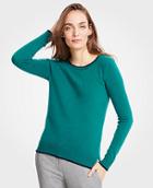 Ann Taylor Cashmere Tipped Crew Neck Sweater