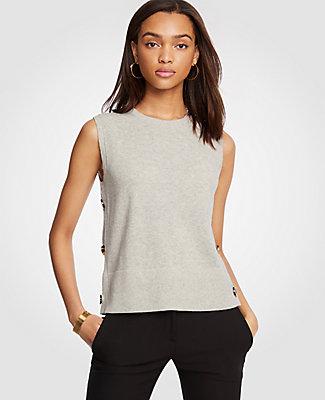 Ann Taylor Side Button Sleeveless Sweater