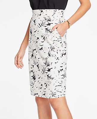 Ann Taylor Leaf Pleated Waist Pencil Skirt