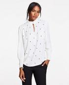 Ann Taylor Dot Embroidered Smocked Top