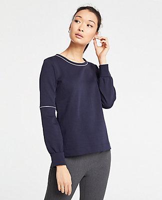 Ann Taylor Piped Lantern Sleeve Sweatshirt