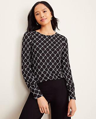 Ann Taylor Roped Link Matte Jersey Blouse