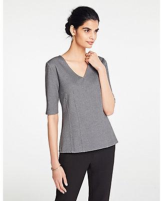 Ann Taylor Heathered V-neck Knit Top