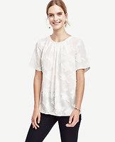 Ann Taylor Textured Tuck Neck Tee