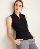 Ann Taylor The Belted Top In Black Doubleweave
