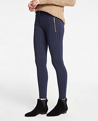 Ann Taylor Pinstripe Zip Pocket Leggings