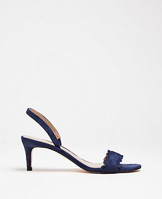 Ann Taylor Edina Scalloped Suede Heeled Sandals