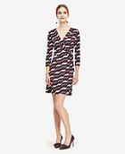 Ann Taylor Wavy 3/4 Sleeve Wrap Dress