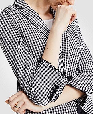 Ann Taylor Gingham Ruffle Cuff Newbury Blazer