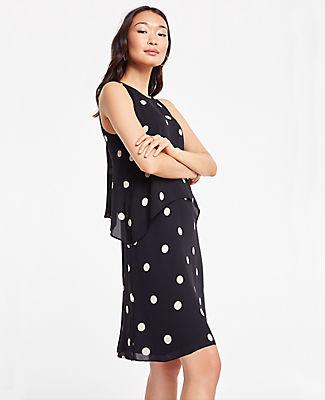 Ann Taylor Polka Dot Overlay Shift Dress