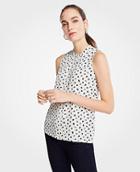 Ann Taylor Floral Scalloped Placket Shell