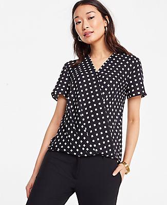 Ann Taylor Geo Wrap Front Tee