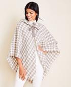 Ann Taylor Houndstooth Shawl Collar Poncho