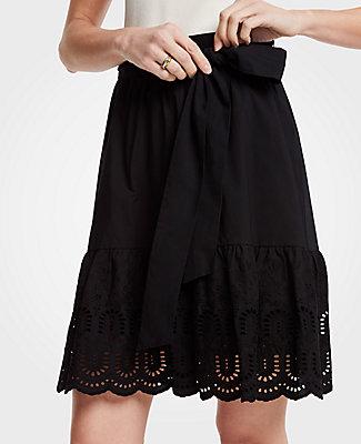 Ann Taylor Eyelet Hem Flounce Skirt