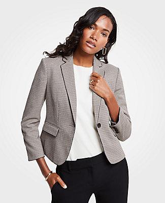 Ann Taylor Piped Plaid Blazer