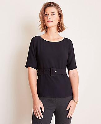 Ann Taylor Belted Boatneck Top