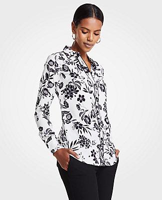 Ann Taylor Garden Piped Perfect Shirt
