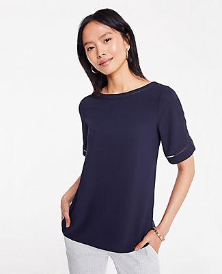 Ann Taylor Mixed Media Cutout Tee