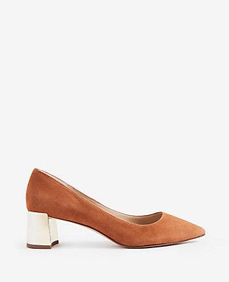 Ann Taylor Bette Suede Block Heel Pumps